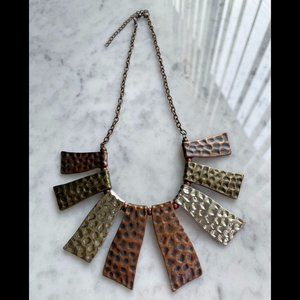 Multi-Metals Artistic Hammered Paddle Necklace
